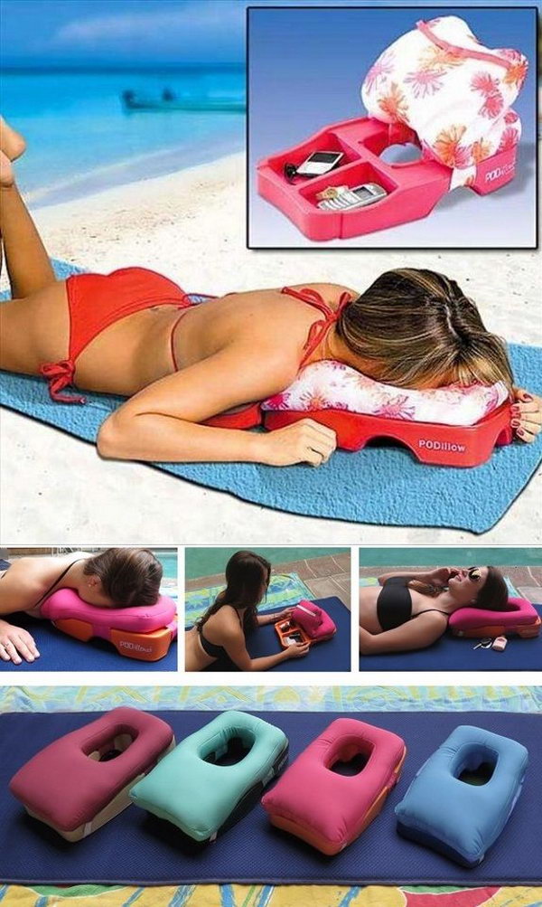 Ideal two-in-one massage and tanning pillow. 