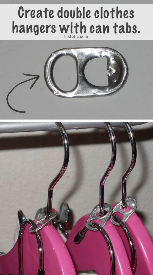 DIY double hangers with soda can tabs