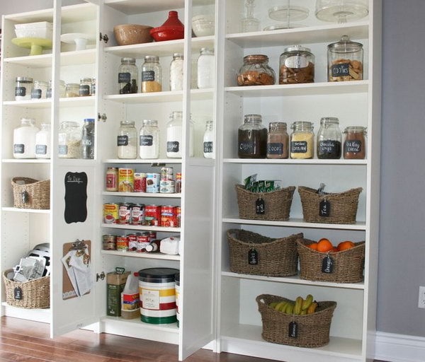BILLY bookcase as kitchen cupboards. A good solution to organize your kitchen utensils. 