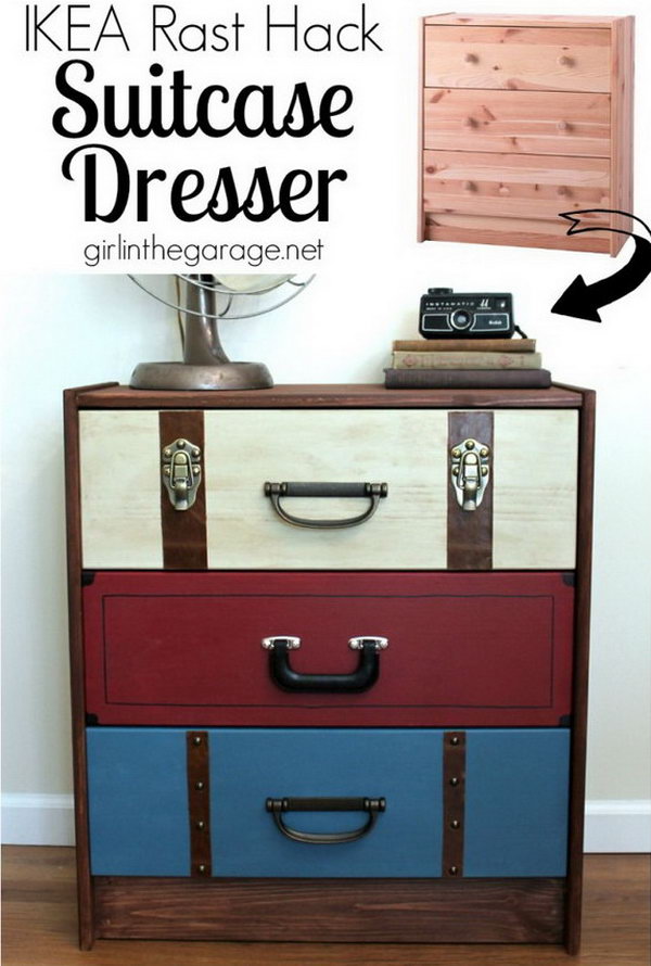 A suitcase chest of drawers from an IKEA chest of drawers. Get the instructions 