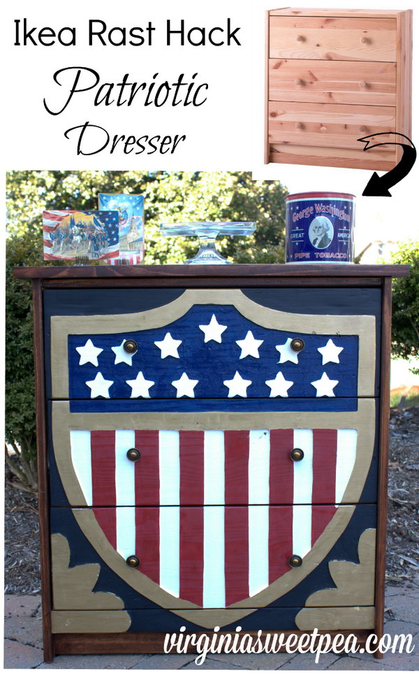 Patriotic chest of drawers - Ikea Rast Hack. See the step-by-step guide 