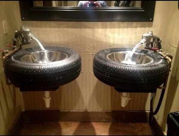 Repurposed tire sink 