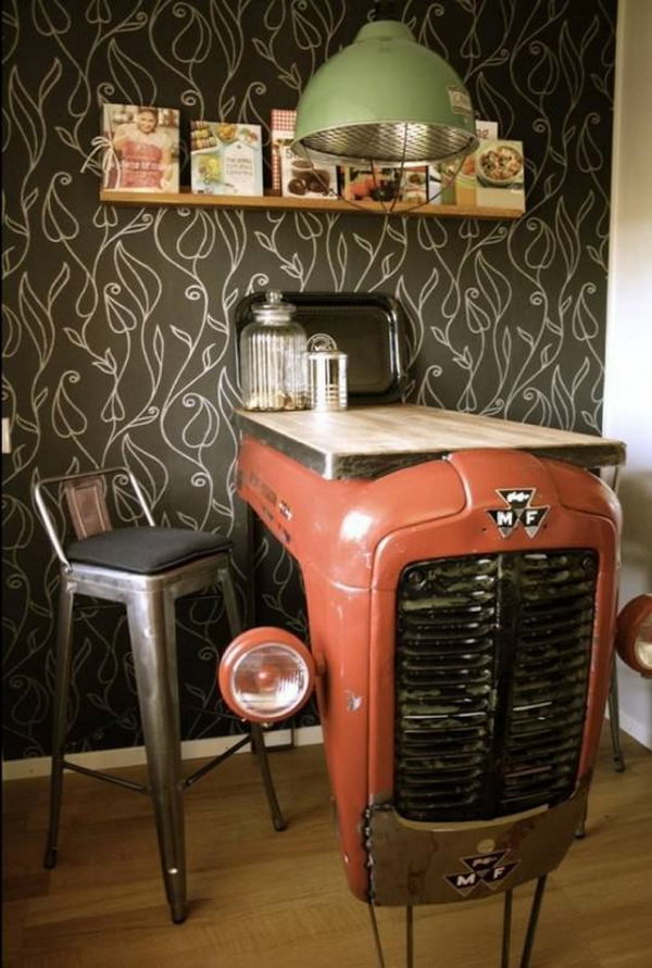 Upcycled vintage Massey tractor table 