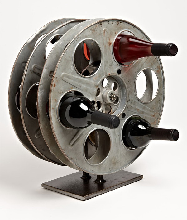 Film reel wine rack 