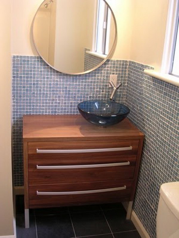 Bathroom vanity from the chest of drawers.