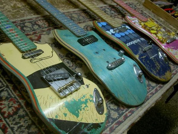     Skateboard Guitars: If you have a skateboarder in your family, why not find a use for the old skateboard decks? Check out the coolest guitars, you'll be envied for what they're designed for. 