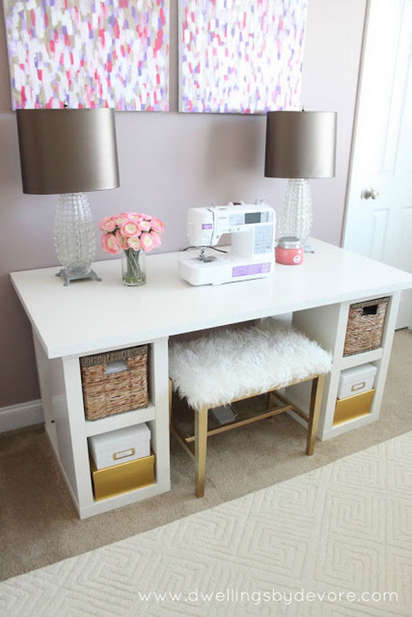 DIY sewing desk. A practical and affordable sewing table for housewives to do some sewing projects at home. 