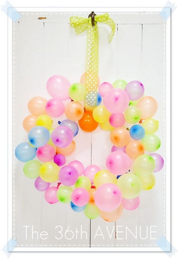 Summer balloon wreath. Every child loves balloons. You can get this idea for your little ones to make a beautiful balloon wreath in summer.