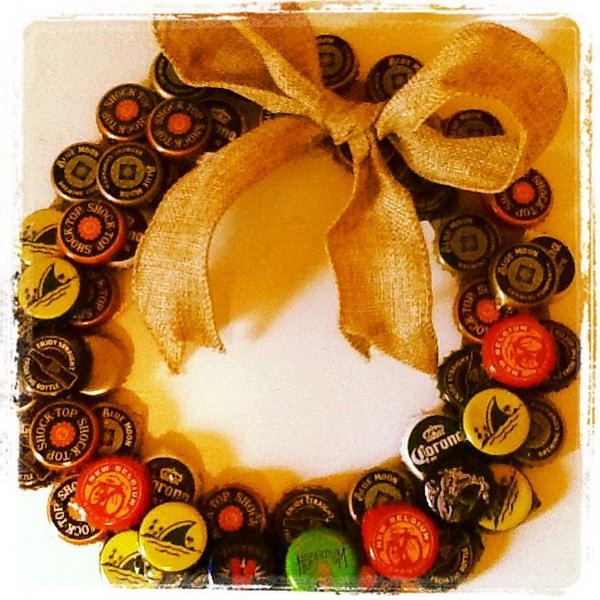 Beer mat wreath. It is a creative idea to make this coaster for your beer tasting party.