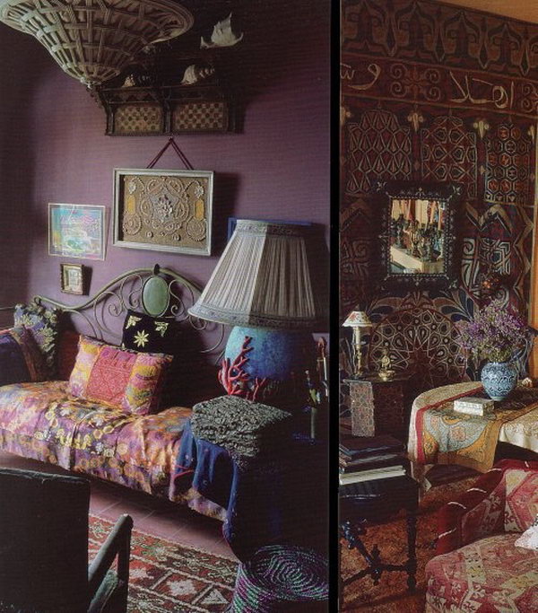 Indian theme. Accentuate dark walls with oriental fabrics and textures to create an exotic mood. Flashback has been fully targeted. 