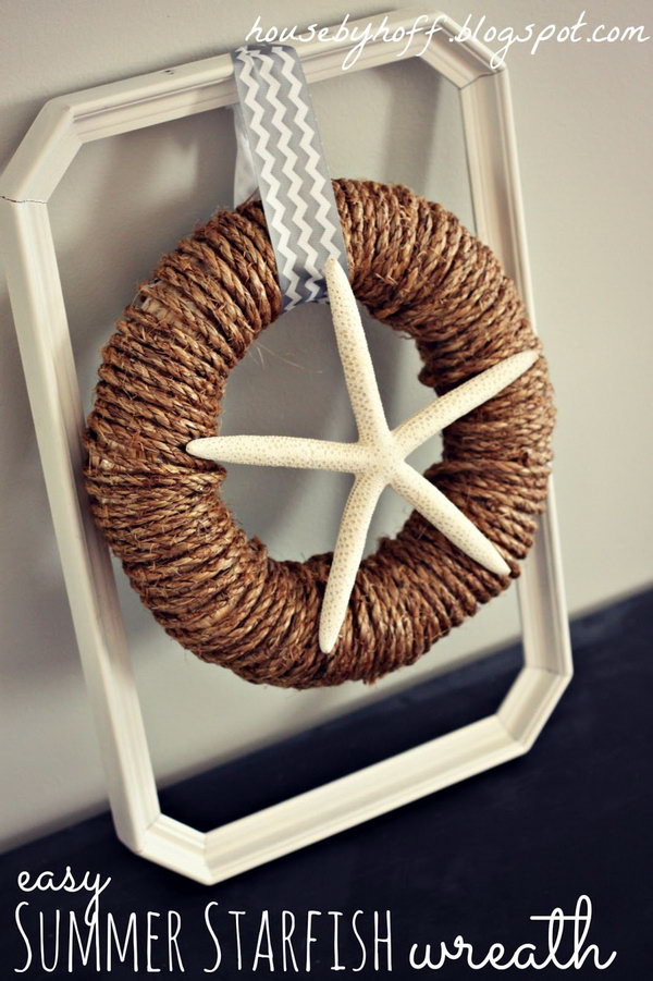 Simple starfish wreath. Some ropes and a starfish are combined to be this chic and amazing decorative element for your home. click 
