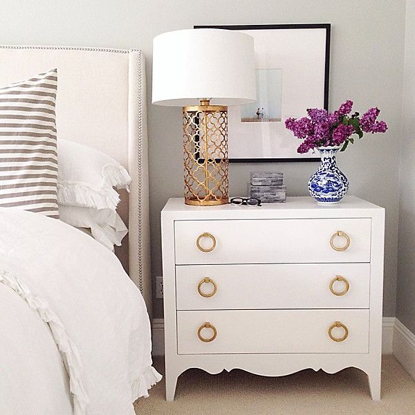 Forego bedside tables. It is common to frame your bed in bedside style. It is not necessary, you can put your chest of drawers next to your bed to give it a chic look.