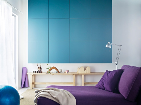 Trendsetter. To keep your thinness organized in your bedroom, you don't have to gain space with the uncomfortable outlook. This blue wall unit keeps your bedroom in a trendy style with its knobless style and compactness.