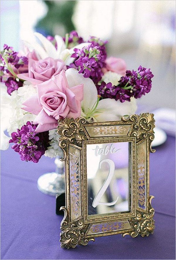     DIY mirrored place card. Here's another unique way to use mirrors. A fantastic table number card with mirrors will most impress your guests during a party. 