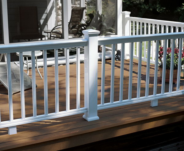     Traditional white railing. This simple and elegant white painted wooden railing is very traditional but attractive. I love the clean and fresh look very much. 
