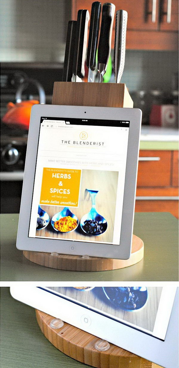 DIY knife block iPad stand. You can double the knife block as an iPad stand. Here is a step-by-step guide for reference. 