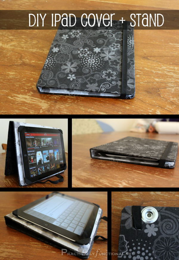 DIY fabric iPad stand. This iPad stand is so easy to make. All you need is an old binder, fabric and glue. The most important thing is that this stand can be used twice as a cover. I love this iPad stand and case very much. 