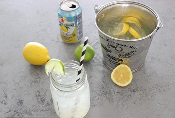 Gin bucket. Add gin, lemon wedges and lime wheels to the ice bucket. Pour in soda, juice and syrup and pour the gin bucket into your ice-filled cups to complete the fantastic summer drink recipe and spice up your summer time.