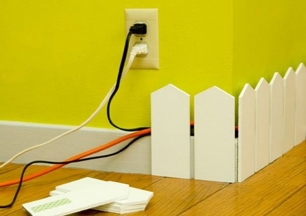 Mini picket fence. Use this electronic cable organizing solution with this mini wall picket fence to serve your brilliant home decor for electronics.