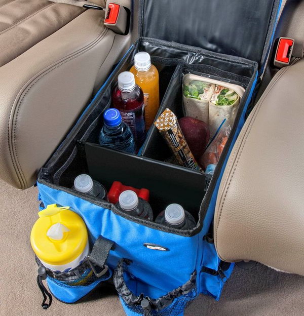 You can take full advantage of the space between two seats and have a basket of drinks, water, fruit, snacks, etc. within your reach. 