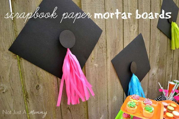 Graduation cap background. Make your way to a shiny future graduation with such srapbook paper mortar boards to set the tone for your graduation.