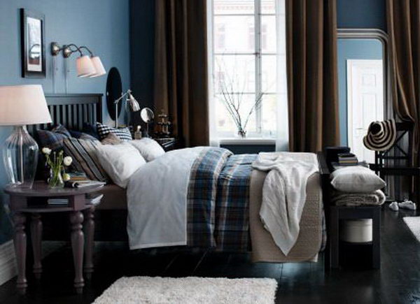 This bedroom gives us the dark feeling with the colors white and black. But it will be love for most gentlemen.