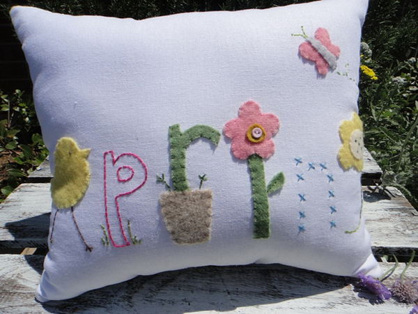 Colorful white Easter linen pillow: This pillow is so fun and festive and it would brighten up any room. See more 