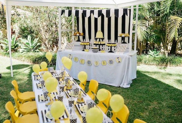 What's cuter than a bunch of bees flying around in party hats? If your child loves yellows and sweets, a bee-themed party may be exactly what the doctor ordered.