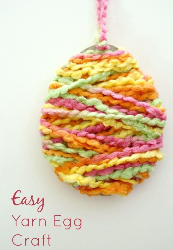 Yarn egg easter craft. These Easter crafts are fun and easy for children to make. It is a great idea for an activity without chaos during Easter celebrations, class activities or large group gatherings. 