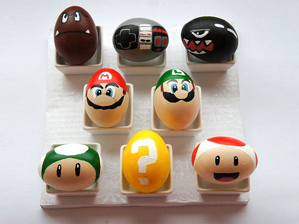 Super Mario Easter eggs. If you're a fan of Super Mario, paint these eggs into the heroes of your game. Simply inspire your spark of creation!