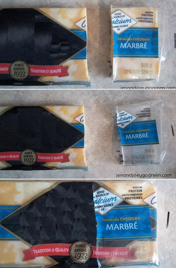 Reuse cheese packaging for storage. Avoid using plastic wrap to store cheese.
