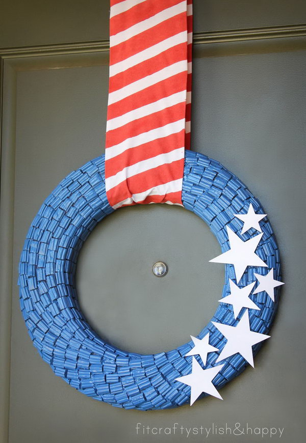 Candy wreath of July 4th. A fantastic patriotic decoration idea that you would never have thought of.  