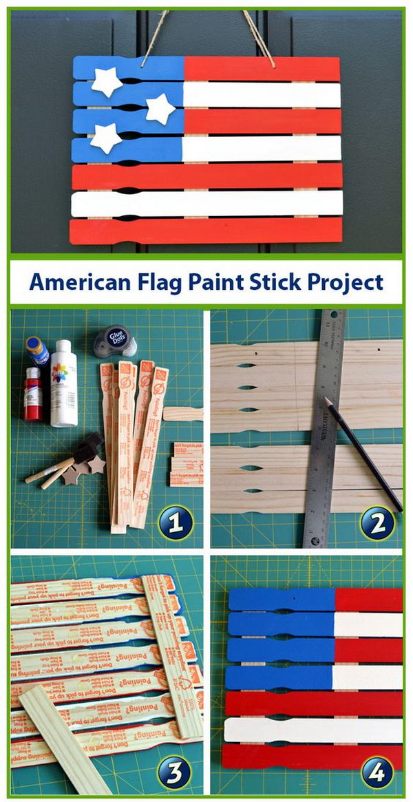 American Flag Paint Stick project. Get the tutorial over.  