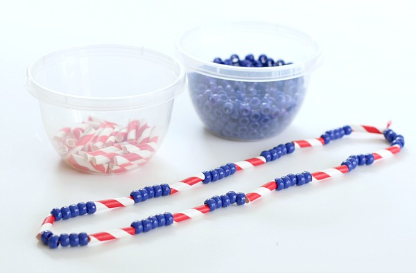 Patriotic necklace for children. Perfect accessory to wear on July 4th. 