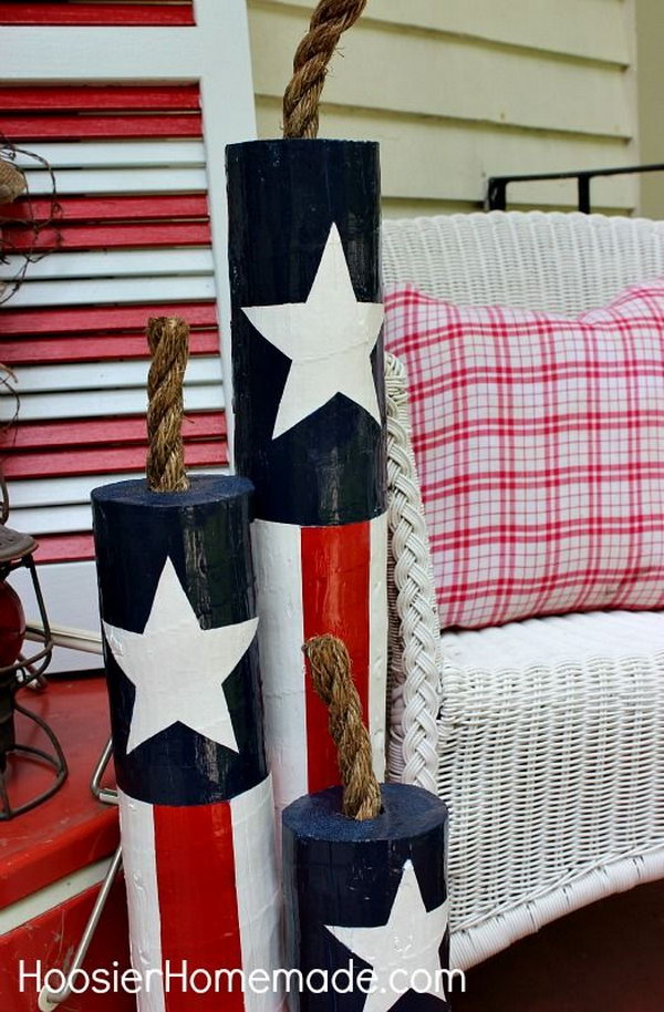 DIY wooden fireworks for patriotic decoration. 