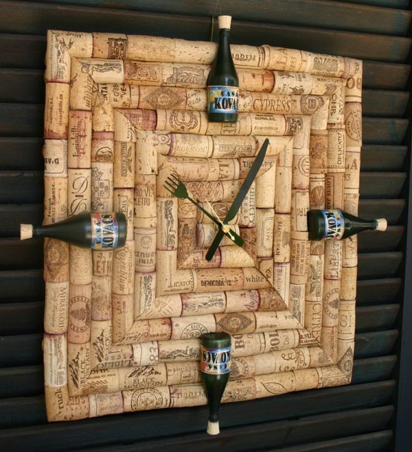 Wine cork watch with custom wine labels on bottles that have replaced the well-known digits. Perfect for those who always have time for wine. 