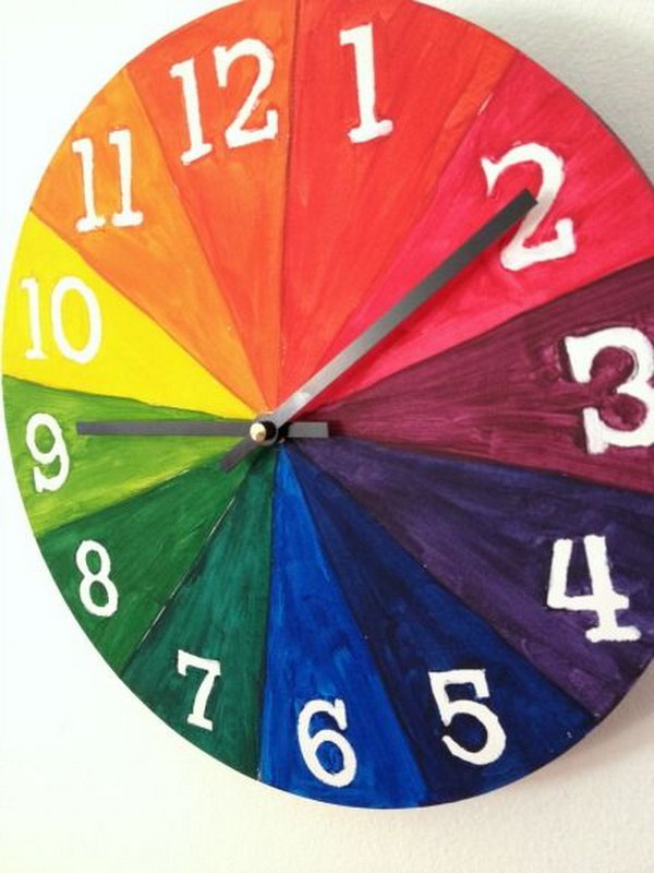 This color wheel clock helps children learn the basics of color and time. 