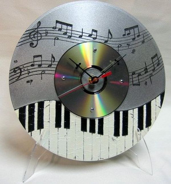 Recycle unwanted CDs in music watches. All you need is a little artistic hand to plan your piano key design. 