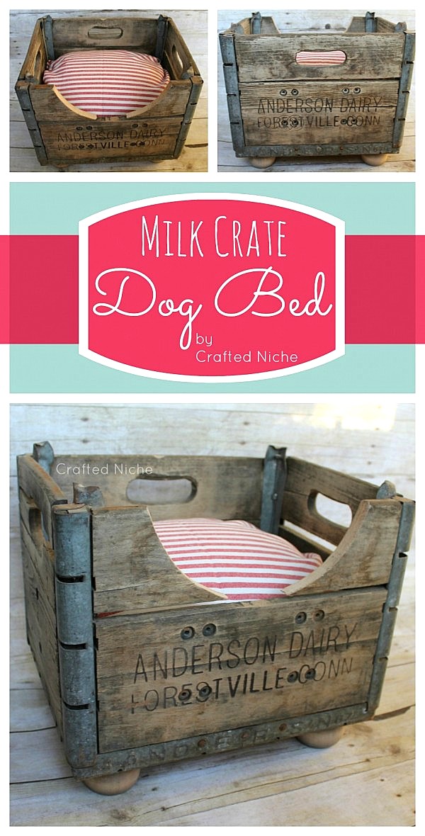 What a cool idea for this milk crate dog bed. 