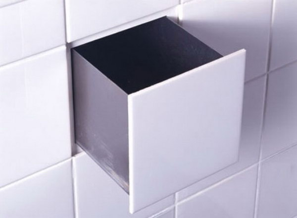Create hidden closets in the bathroom by simply removing a tile or two and drilling a hole. A perfect place to hide valuables. 