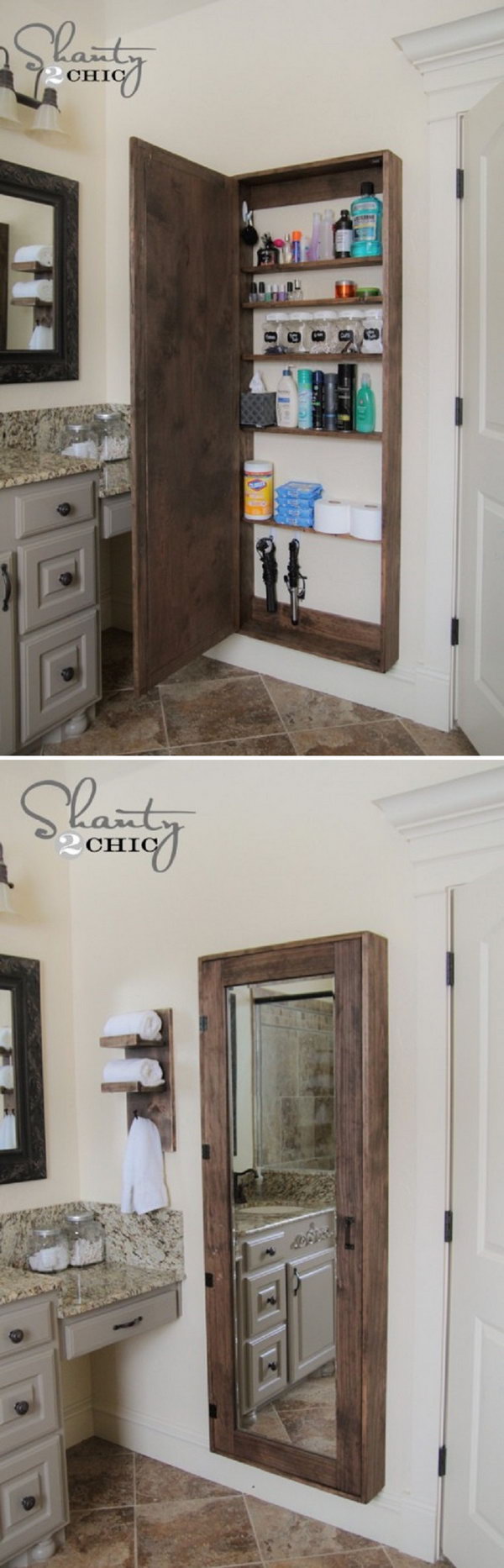 A large storage case for the bathroom behind the mirror for all goodies. 