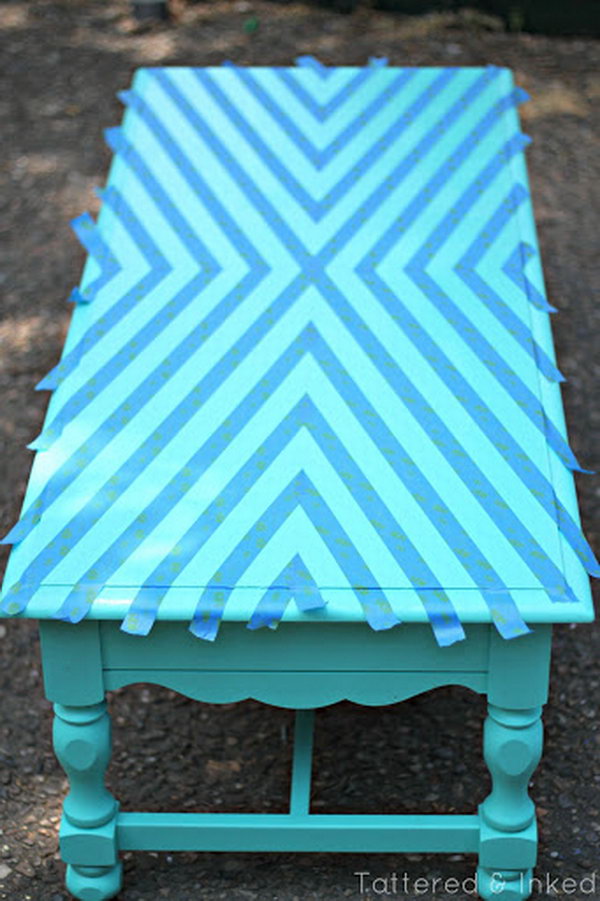 Geometric coffee table makeover, 