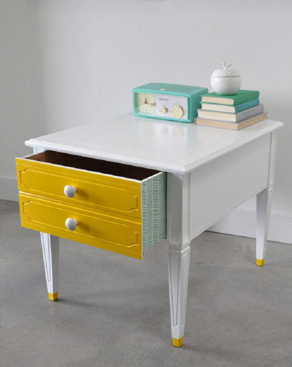 Vintage side table with dipped tips, 