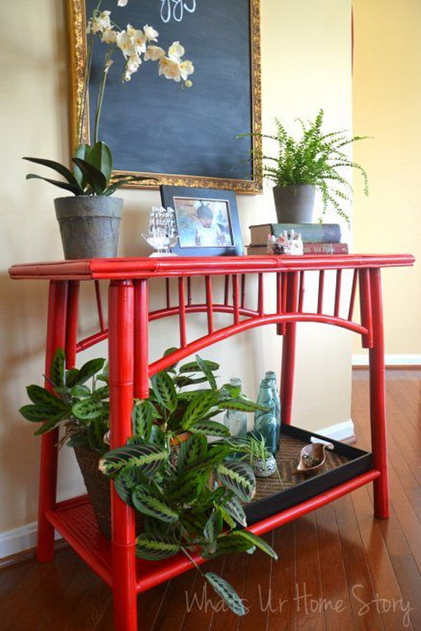 Red lacquered bamboo furniture, 