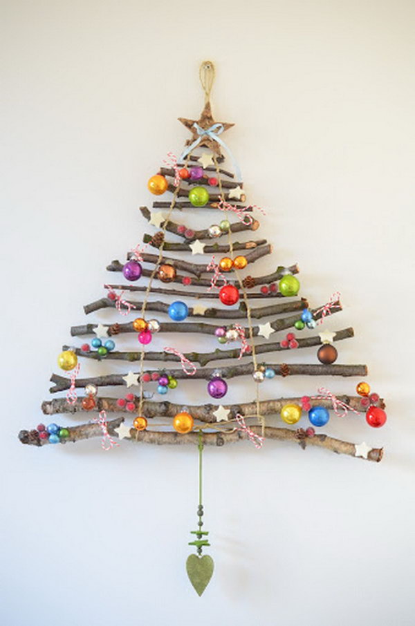 What a wonderful Christmas tree craft. A great way to use up all the sticks that kids love to pull home. 