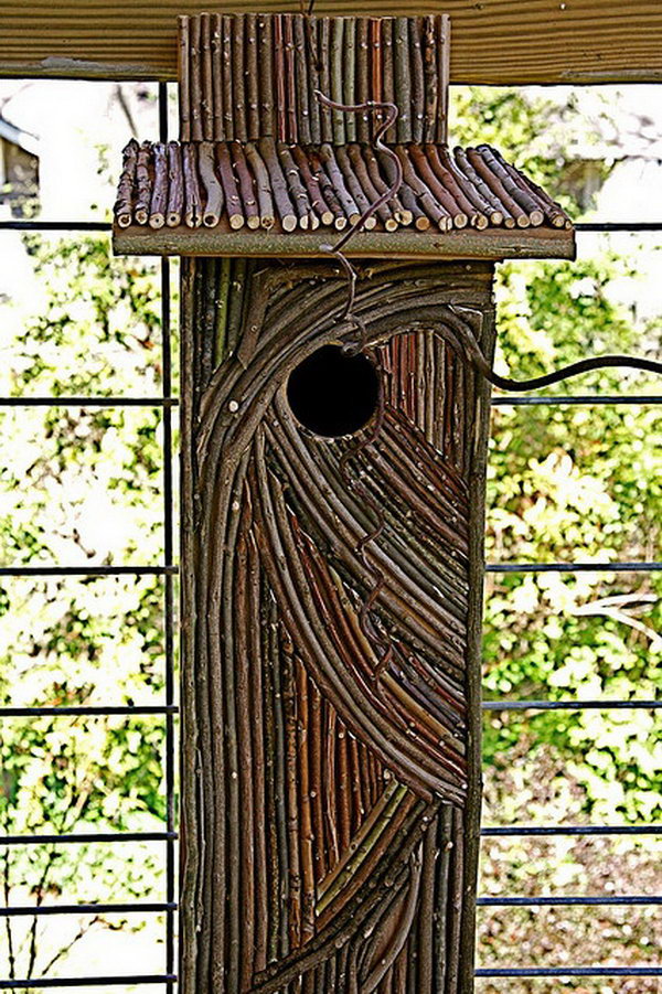 Reinforced wooden bird house, 