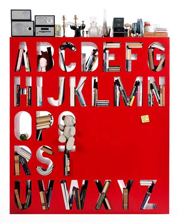 This is an entertaining and multifunctional alphabetic storage unit that acts as a room divider. 