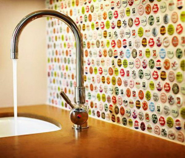 Bottle stopper backsplash. Do not only protect the walls from stains, but also give your kitchen design a decorative touch.