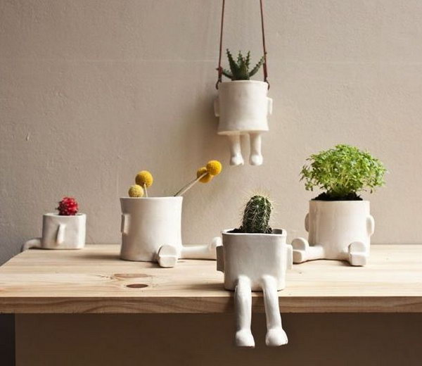 Nice ceramic hanging pot. These container gardening ideas are a great way to brighten up your surroundings instantly. Make your home unique and interesting in a different way.