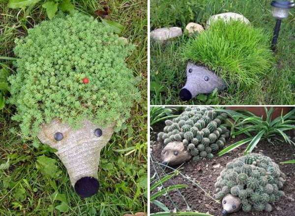 Funny hedgehog garden pots. These container gardening ideas are a great way to brighten up your surroundings instantly. Make your home unique and interesting in a different way.